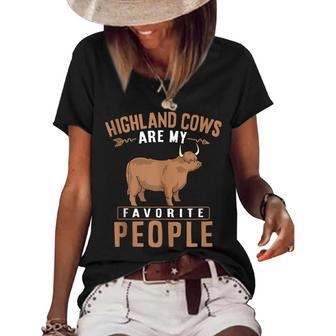 Farm Animal Farmer Animal Lover Funny Highland Cow Women's Short Sleeve Loose T-shirt - Thegiftio UK