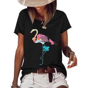 Flamingo Watercolor Art 4 Graphic Design Printed Casual Daily Basic Women's Short Sleeve Loose T-shirt - Thegiftio UK