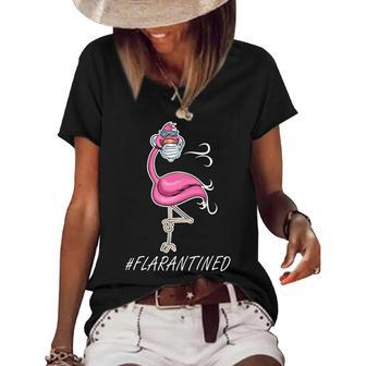 Flarantined Flamingo Wearing Face Mask Women's Short Sleeve Loose T-shirt - Thegiftio UK