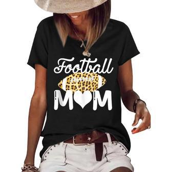 Football Mom Game Day Leopard Funny Football Lovers Women's Short Sleeve Loose T-shirt - Thegiftio UK