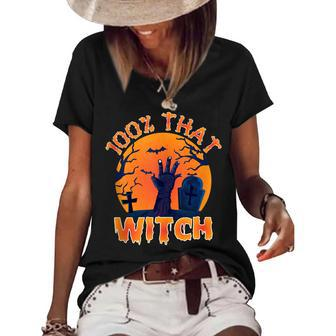 Funny 100 That Witch Halloween Spooky Costume Women's Short Sleeve Loose T-shirt - Seseable