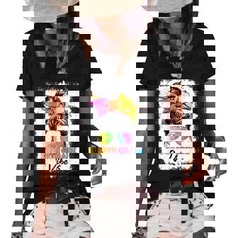 Funny 4Th Grade Vibes Messy Bun Back To School Kids Girls Women's Short Sleeve Loose T-shirt | Seseable FR