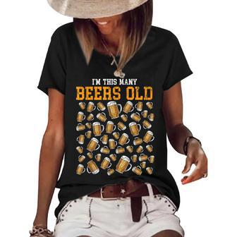 Funny 50 Years Old Birthday Im This Many Beers Old Drinking Women's Short Sleeve Loose T-shirt - Seseable