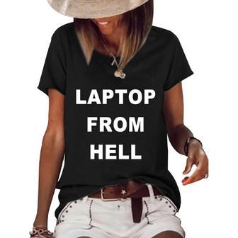 Funny Anti Biden Anti Biden Pro Trump Laptop From Hell Women's Short Sleeve Loose T-shirt - Monsterry