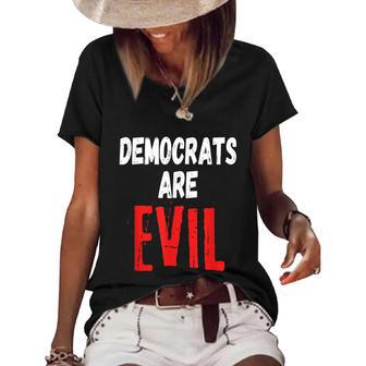 Funny Anti Biden Democrats Are Evil Impeach Nancy Pelosi Anti Adam Schiff Women's Short Sleeve Loose T-shirt - Monsterry