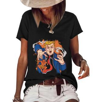 Funny Anti Biden Donald Trump Evil Biden Women's Short Sleeve Loose T-shirt - Monsterry CA