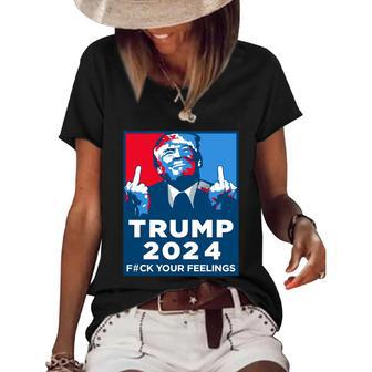 Funny Anti Biden Donald Trump Fuck Your Feelings Women's Short Sleeve Loose T-shirt - Monsterry