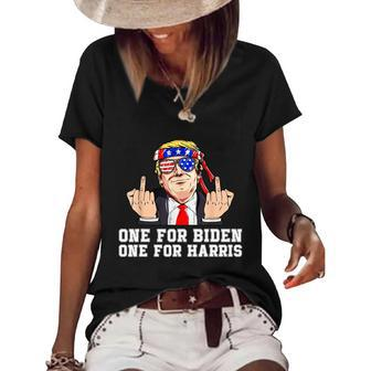 Funny Anti Biden Donald Trump Middle Finger Biden Harris America Republican Women's Short Sleeve Loose T-shirt - Monsterry DE