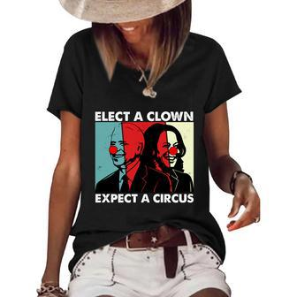 Funny Anti Biden Elect A Clown Expect A Circus Anti Joe Biden Design Women's Short Sleeve Loose T-shirt - Monsterry AU
