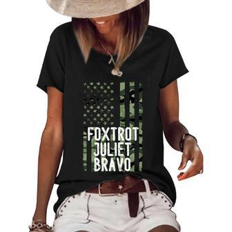 Funny Anti Biden Fjb Anti Biden Foxtrot Juliet Bravo American Flag Women's Short Sleeve Loose T-shirt - Monsterry