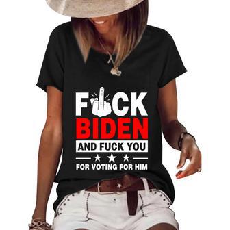 Funny Anti Biden Fjb Bareshelves Anti Liberal Biden Sucks Women's Short Sleeve Loose T-shirt - Monsterry