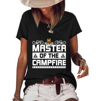 Funny Camping Campfire With Sayings Master Of The Campfire Gift Women's Short Sleeve Loose T-shirt - Thegiftio UK