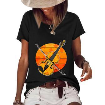 Funny Fall Violin Violinist Autumn Thanksgiving String Player Graphic Design Printed Casual Daily Basic Women's Short Sleeve Loose T-shirt - Thegiftio UK