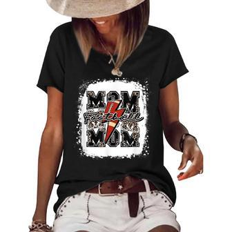 Funny Football Mom Retro Lightning Bolt Leopard Game Day Women's Short Sleeve Loose T-shirt - Thegiftio UK