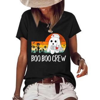 Funny Halloween Costume Nursing Spooky Boo Boo Crew Nurse Women's Short Sleeve Loose T-shirt - Thegiftio UK