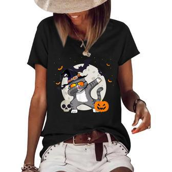 Funny Halloween Dab Cat Mom Boys Girls Kids Halloween Women's Short Sleeve Loose T-shirt - Seseable
