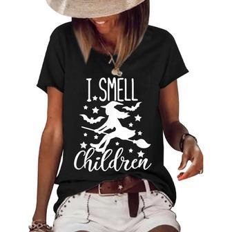 Funny I Smell Children Halloween Witches Costume Women's Short Sleeve Loose T-shirt - Seseable