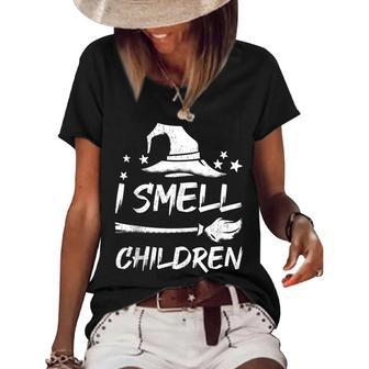 Funny I Smell Children Witch Halloween Costume Women's Short Sleeve Loose T-shirt - Seseable