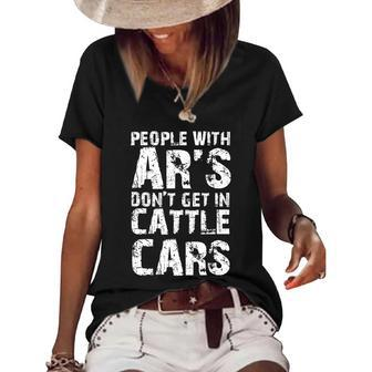 Funny Sarcastic People With Ars Dont Get In Cattle Cars Funny Design Women's Short Sleeve Loose T-shirt - Thegiftio UK