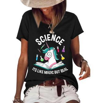 Funny Science Is Like Magic But Real Unicorn Funny Science Graphic Design Printed Casual Daily Basic Women's Short Sleeve Loose T-shirt - Thegiftio UK