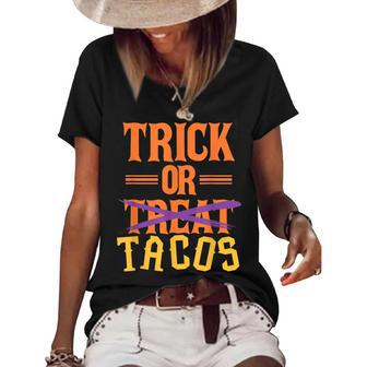 Funny Trick Or Treat Tacos Halloween Costume Gift Women's Short Sleeve Loose T-shirt - Seseable