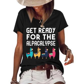 Get Ready For The Alpacalypse Women's Short Sleeve Loose T-shirt - Seseable