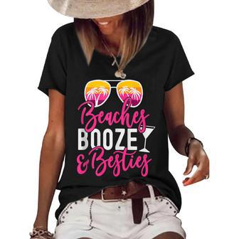 Girls Trip Girls Weekend Friends Beaches Booze & Besties V3 Women's Short Sleeve Loose T-shirt - Seseable