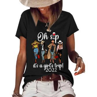 Girls Trip Oh Sip It’S A Girls Trip Wine Party Women's Short Sleeve Loose T-shirt - Thegiftio UK