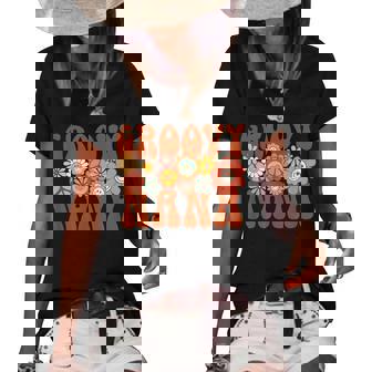 Groovy Nana Retro Matching Family Baby Shower Mothers Day Women's Short Sleeve Loose T-shirt - Thegiftio