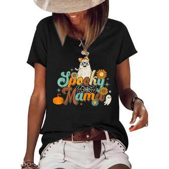 Groovy Spooky Mama Ghost Boo Halloween Costume Retro Hippie V2 Women's Short Sleeve Loose T-shirt - Seseable