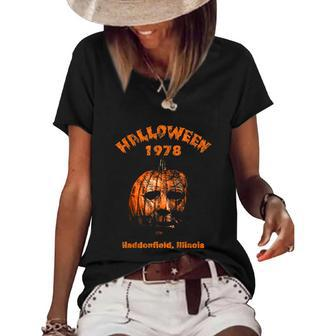 Halloween 1978 Holiday Spooky Gift Myers Pumpkin Haddonfield Graphic Design Printed Casual Daily Basic Women's Short Sleeve Loose T-shirt - Thegiftio UK