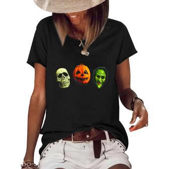 Halloween 3 Silver Shamrock Masks Graphic Design Printed Casual Daily Basic Women's Short Sleeve Loose T-shirt - Thegiftio UK