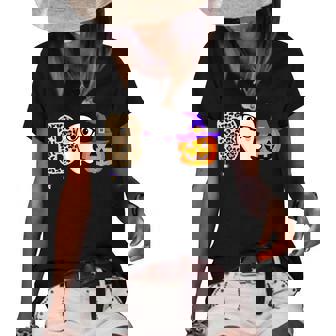 Halloween Boo Ghost Leopard Pumpkin Witch Hat Boys Girls Kid Women's Short Sleeve Loose T-shirt - Seseable