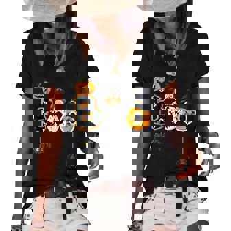 Halloween Boo Owl With Witch Hat Spiders Boys Girls Kids Women's Short Sleeve Loose T-shirt - Seseable