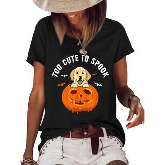 Halloween Labrador Too Cute To Spook Pumpkin Costume Women's Short Sleeve Loose T-shirt - Thegiftio UK