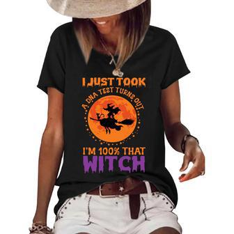 Halloween Moon I Just Took A Dna Test Turns Out Im 100% That Witch Women's Short Sleeve Loose T-shirt - Seseable