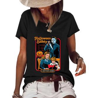 Halloween Safety Family Guide Graphic Design Printed Casual Daily Basic Women's Short Sleeve Loose T-shirt - Thegiftio UK