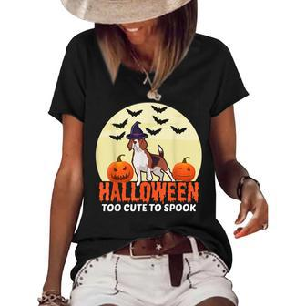 Halloween Too Cute To Spook Beagle Wizard Puppy Lover Women's Short Sleeve Loose T-shirt - Thegiftio UK