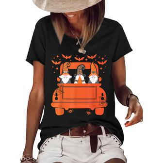 Halloween Truck Gnomes Funny Spooky Kids Adults Costume Women's Short Sleeve Loose T-shirt - Seseable