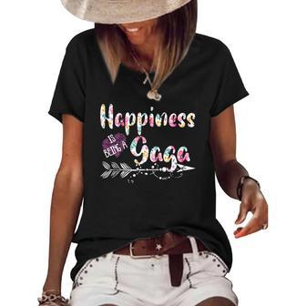 Happiness Is Being A Gaga Cute Womens Grandma Women's Short Sleeve Loose T-shirt | Mazezy