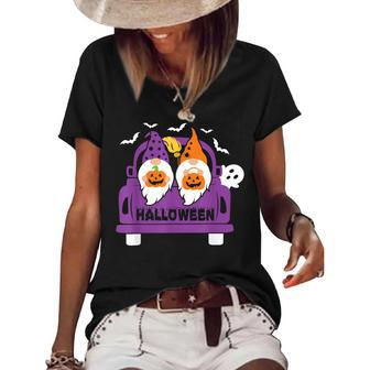 Happy Halloween Gnome Truck Drive Spooky Gnome Crew Squad Women's Short Sleeve Loose T-shirt - Seseable