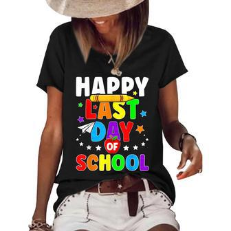 Happy Last Day Of School Graduation Teacher Students Women's Short Sleeve Loose T-shirt - Thegiftio UK