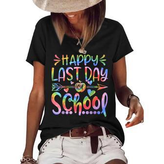 Happy Last Day Of School Tie Dye Students And Teachers Gift Women's Short Sleeve Loose T-shirt - Thegiftio UK
