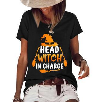 Head Witch In Charge Funny Witches Scary Halloween Costume Women's Short Sleeve Loose T-shirt - Seseable