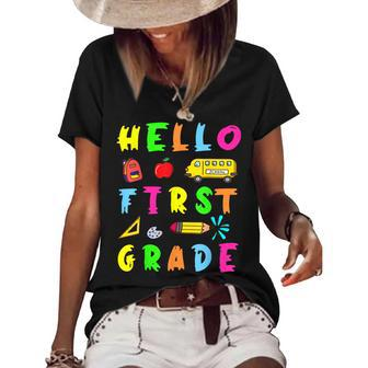 Hello Miss First Grade Back To School Teachers Kida Women's Short Sleeve Loose T-shirt - Seseable