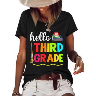 Hello Third Grade Boy Kids Teachers Girl Students 3Rd Grade Women's Short Sleeve Loose T-shirt - Seseable