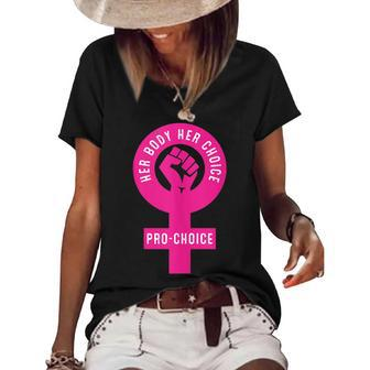 Her Body Her Choice Pro Choice Reproductive Rights Feminist Women's Short Sleeve Loose T-shirt - Seseable