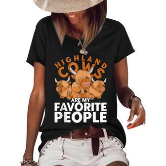 Highland Cows Are My Favorite People Scottish Highland Cow Women's Short Sleeve Loose T-shirt - Thegiftio UK