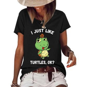 I Just Like Turtles Cute Girl Boys Turtle Graphic Design Printed Casual Daily Basic Women's Short Sleeve Loose T-shirt - Thegiftio UK