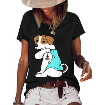 I Love Mom Tattoo Jack Russell Terrier Mothers Day Gift Women's Short Sleeve Loose T-shirt - Thegiftio UK